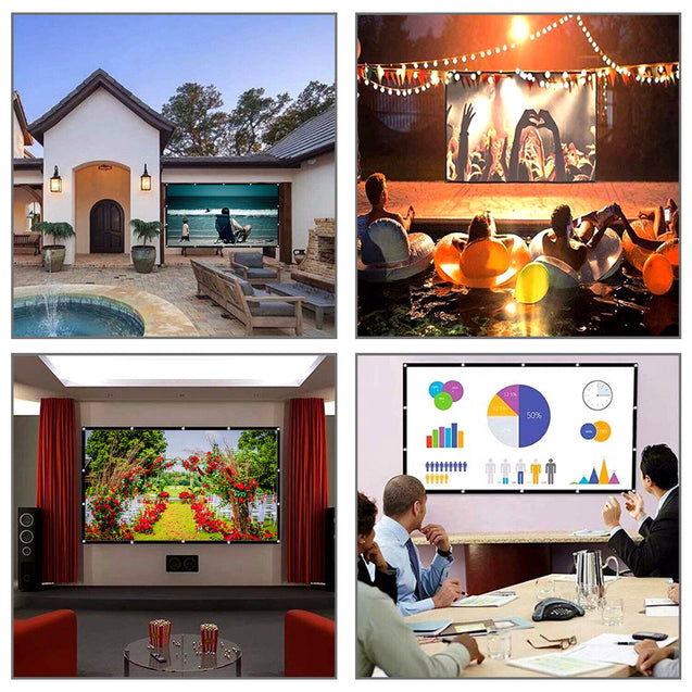 Portable Foldable Projector Screen 16:9 HD Outdoor Home Cinema Theater 3D Movie