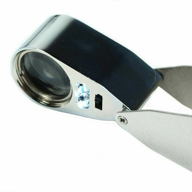 Illuminated 40X Jewelers Loupe  40X25mm Magnifier with LED & UV Lights