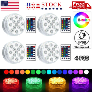 Waterproof Underwater Led Lights w/Remote for Swimming Pool Fountain Hot tube