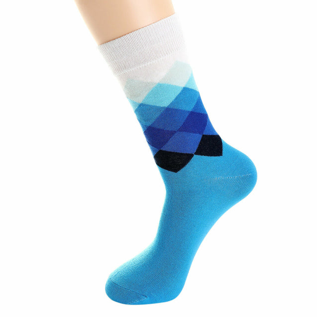 6 Pairs Mens Fashion Dress Socks Multi Color Designer Print Argyle Pattern Lot