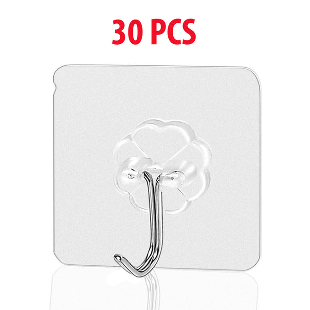 20-40PCS Adhesive Sticky Hooks Heavy Duty Wall Seamless Hook Hangers Transparent