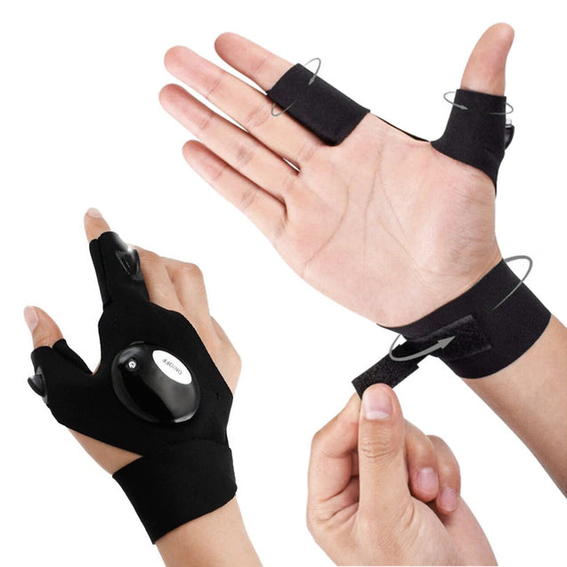 1 Pair LED Flashlight Gloves for Outdoor Fishing Camping Hiking Gloves Men Women