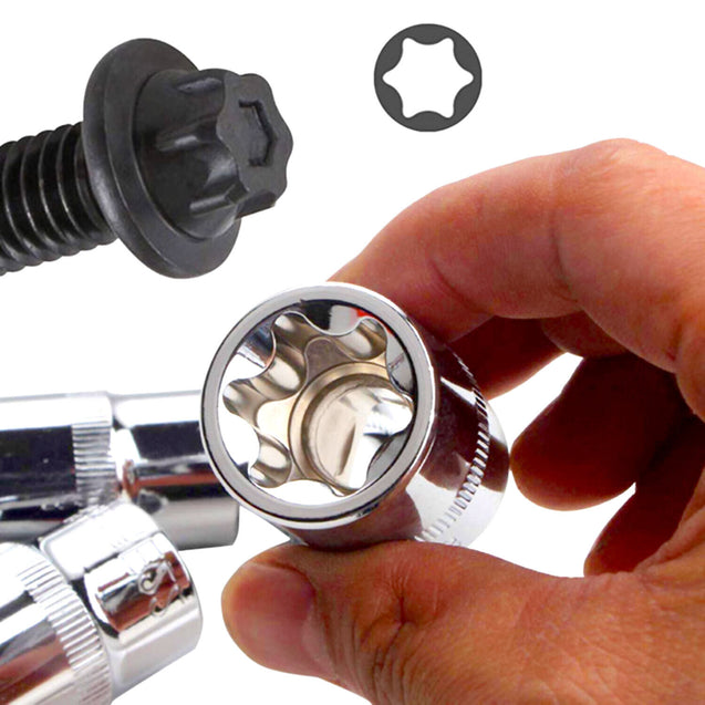 14 PCS E Torx Star Female Bit Socket Set 1/2" 3/8" 1/4" Drive E4 - E24 with Case