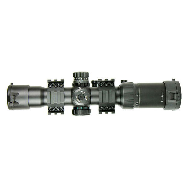 1.5-4x30 Tactical Rifle Scope Green Blue Red Chevro Reticle w/ Cantilever Mount