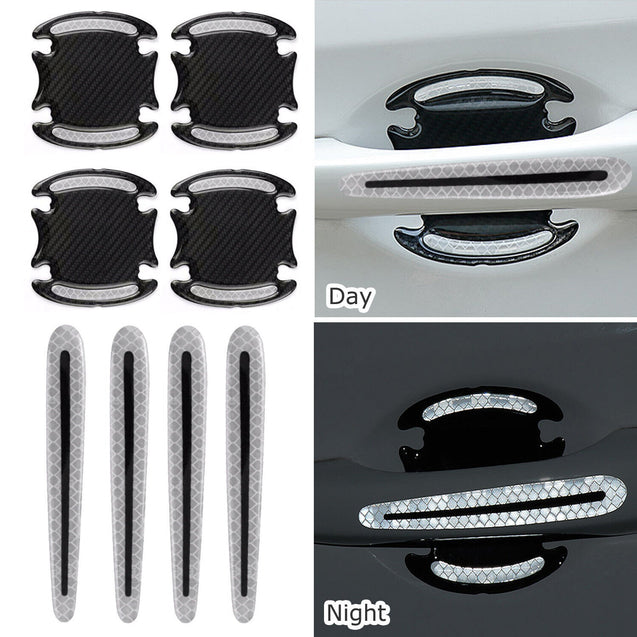 8x Reflective Car Door Handle Safety Strip Protective Film Sticker Warning Decal