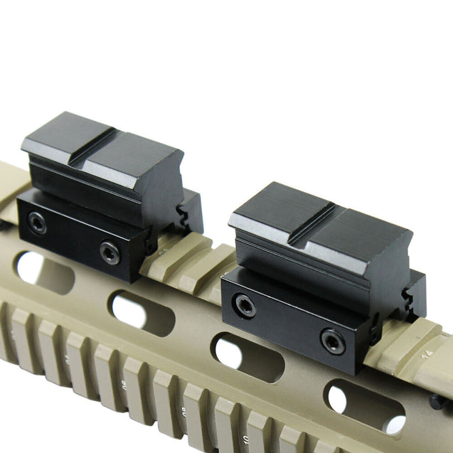 2 PCS Flat Top 1" Rail Riser Block Mount for Pictinney & 11mm Dovetail Rail
