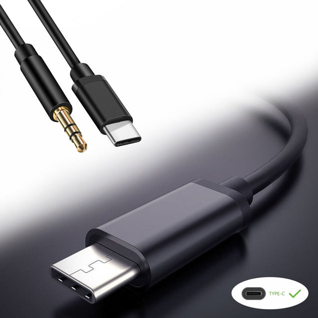 USB-C to AUX 3.5mm Audio Cable Adapter Galaxy S8 S9 S10 S20 S21 Note 8 9 10 3FT