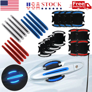 8x Reflective Car Door Handle Safety Strip Protective Film Sticker Warning Decal
