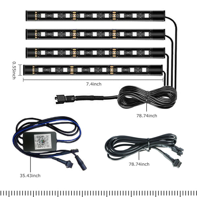 12x RGB LED Pods Rock Light Kit Underbody Glow Neon Lamp Bluetooth Music Control