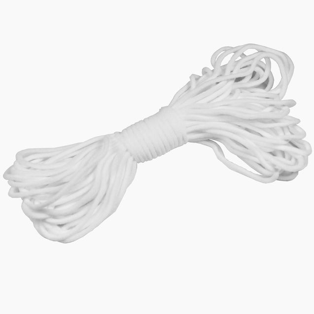 3mm (1/8'') Round Elastic Band Cord DIY Face Masks 10/20/30/40/50 Yards White