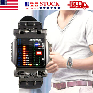 Luxury Men's Steel Watch LED Sports Date Digital Bracelet Wristwatch Waterproof