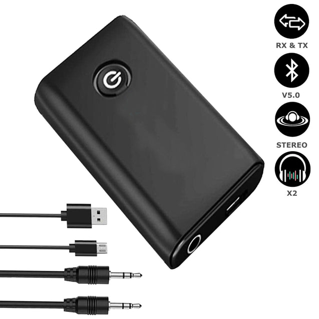 Bluetooth 5.0 Transmitter Receiver 2 IN 1 Wireless Audio 3.5mm Jack Aux Adapter