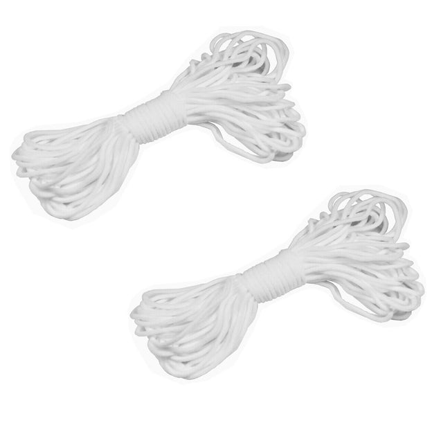 3mm (1/8'') Round Elastic Band Cord DIY Face Masks 10/20/30/40/50 Yards White