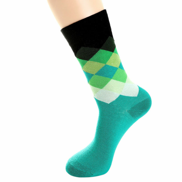 6 Pairs Mens Fashion Dress Socks Multi Color Designer Print Argyle Pattern Lot
