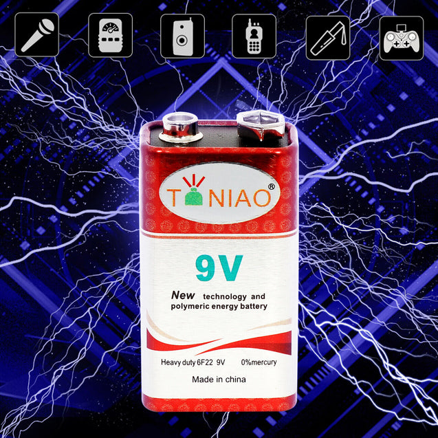 40 PCS 9V 6F22 9 Volts Battery Heavy Duty Zinc Carbon 0% Mercury Free Shipping