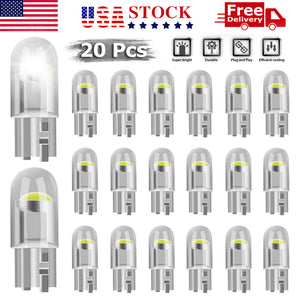 20X T10 194 168 W5W 2825 COB LED License Plate Interior Light Bulbs 6000K White