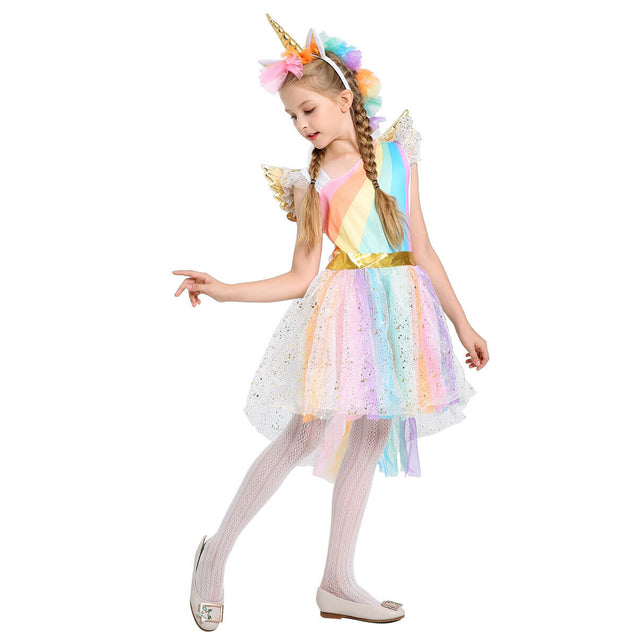 Kids Girls Halloween Unicorn Costume Fancy Dress Cosplay Party Week Suit Outfit