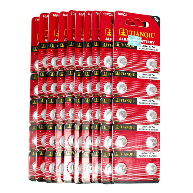 200 PCS LR66 AG4 377 LR626 1.5V Alkaline Battery 0% Hg for Watch Hearing Aid