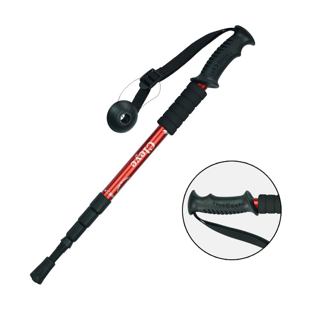 2 PCS Trekking Walking Hiking Sticks Anti-shock Adjustable Alpenstock Poles Red