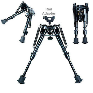 6" ~ 9" Adjustable Spring Return Foldable Rifle Bipod Picatinny w/ Rail Adapter 
