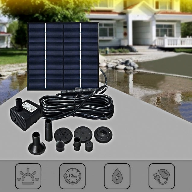 Solar Power Fountain Submersible Water Pump With Filter Panel Pond Pool 150L/h