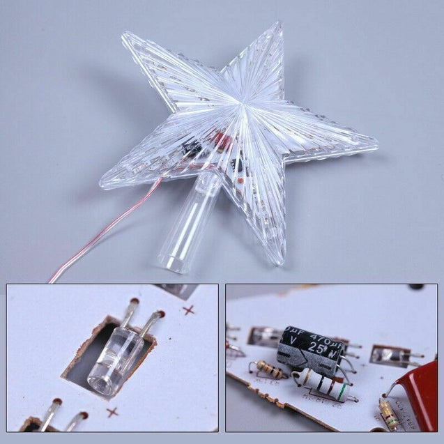 LED Light Up Christmas Tree Topper Star Tree Ornaments Party Home Decor New Year