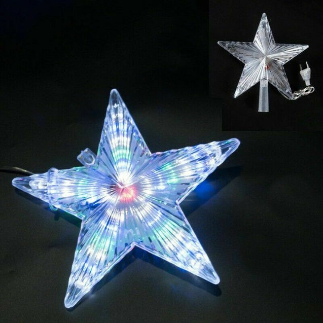 LED Light Up Christmas Tree Topper Star Tree Ornaments Party Home Decor New Year