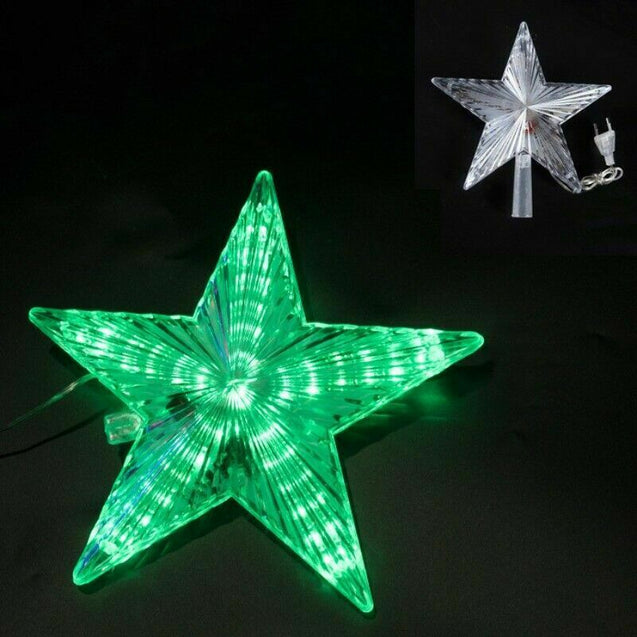 LED Light Up Christmas Tree Topper Star Tree Ornaments Party Home Decor New Year