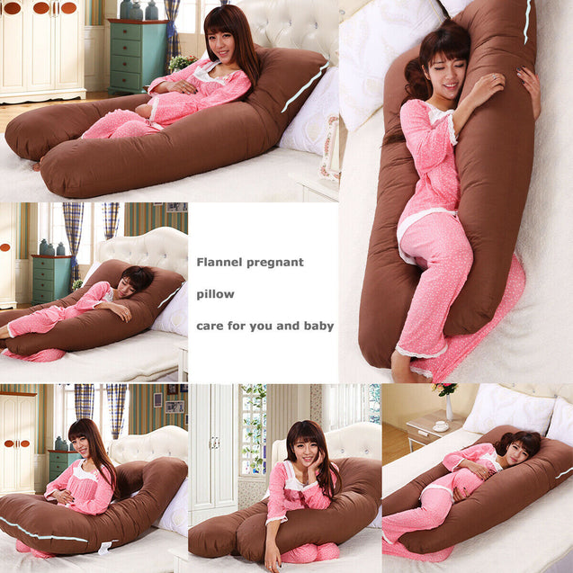 Large U Shaped Contoured Body Pregnancy Nursing Maternity Pillow Cozy Comfort