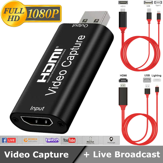 HDMI to USB2.0 Video Capture Card 1080P Recorder Phone Game/Video Live Streaming