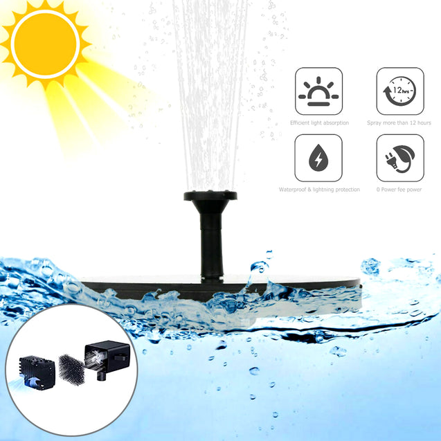 Solar Powered Floating Bird Bath Water Fountain Outdoor Pond Pool Garden Patio