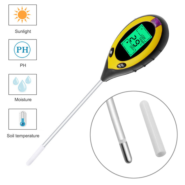 4 in 1 PH Tester Soil Water Moisture Light Test Meter for Garden Plant Seeding