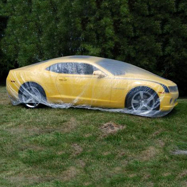 5 PACK Clear Plastic Disposable Car Cover Temporary Universal Rain Dust Garage - Anyvolume.com