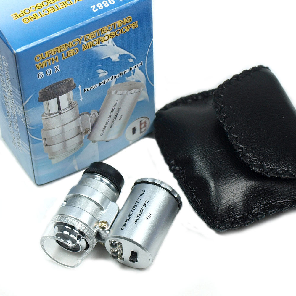 Useful Portable Jeweler Diamond Tester Tool Kit Mini 60X Illuminated Loupe