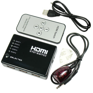 5 PORT 1080p HDMI Switch Switcher Selector Splitter Hub + iR Remote For HDTV PS3 - Anyvolume.com