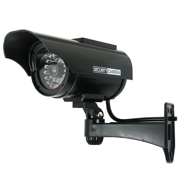 Pack of 2 Solar Powered Dummy Security Camera CCTV with LED Record Light - Black - Anyvolume.com