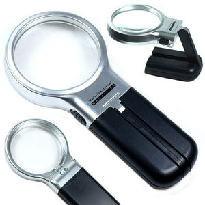3X Illuminated Magnifier 3" Lighted Magnifying Glass LED Folding Stand - Anyvolume.com