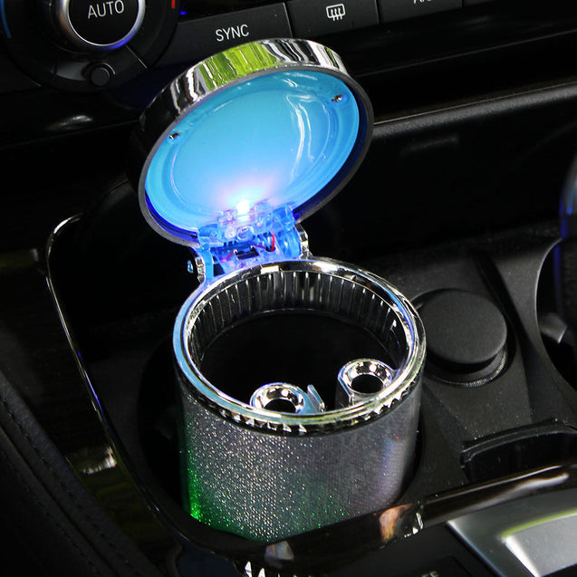 Portable Car Travel Cigarette Cylinder Ashtray Holder Cup - Colorful LED Light - Anyvolume.com