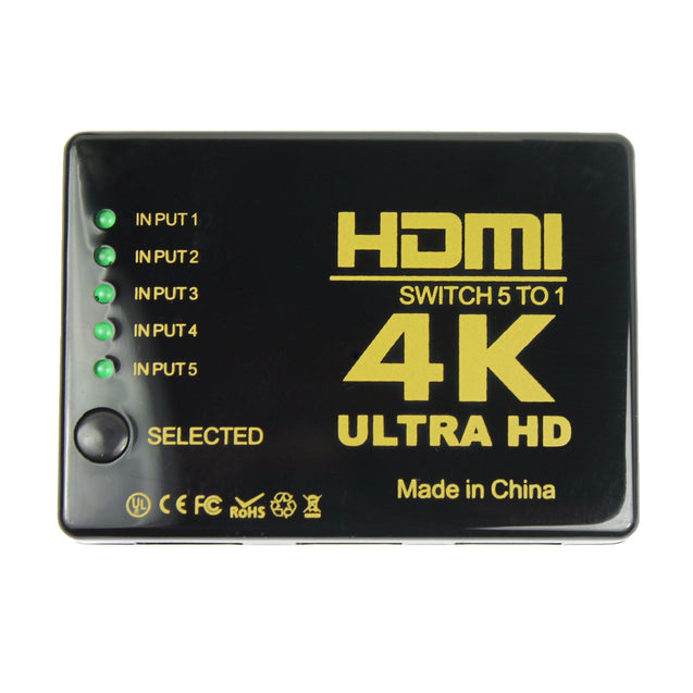 Ultra HD 4K 5 Port HDMI Switch Box Splitter 3D 1080P IR Remote Control HUB - Anyvolume.com