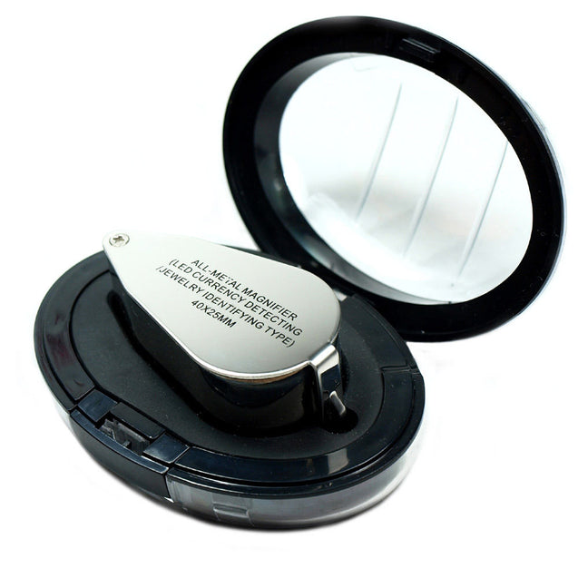 Illuminated 40X Jewelers Loupe  40X25mm Magnifier with LED & UV Lights - Anyvolume.com