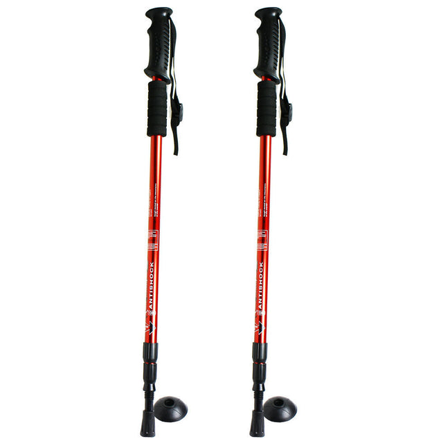 Pair 2 Trekking Walking Hiking Sticks Anti-shock Adjustable Alpenstock Poles - Anyvolume.com