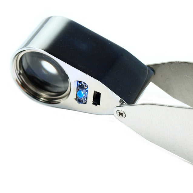 Illuminated 40X Jewelers Loupe  40X25mm Magnifier with LED & UV Lights - Anyvolume.com