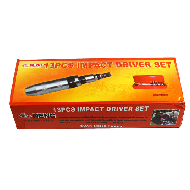 14 Pc 1/2" Heavy Duty Impact Screwdriver Driver Set SAE Reversible w/ Metal Case - Anyvolume.com