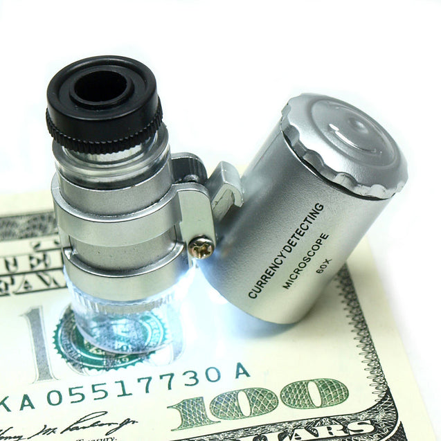 Mini 60X Jewelers Loupe / Magnifier with LED & Fluorescence Ultra Violet Lights - Anyvolume.com