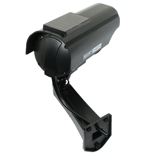 Pack of 2 Solar Powered Dummy Security Camera CCTV with LED Record Light - Black - Anyvolume.com