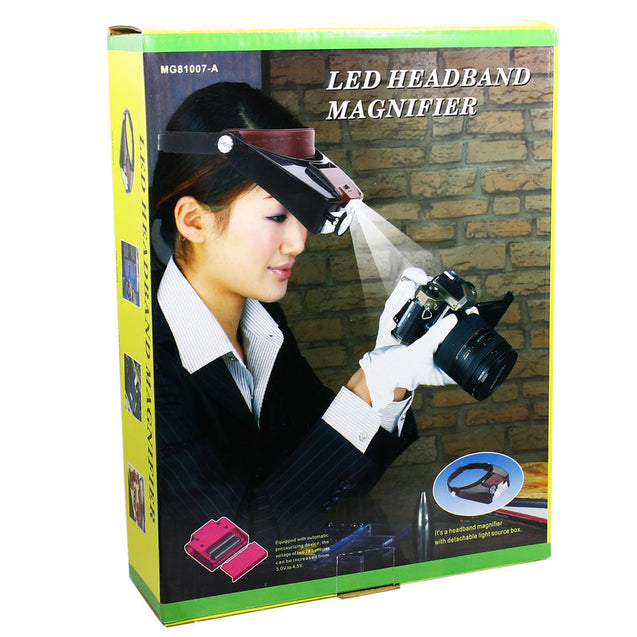 Jewelers Head Headband Magnifier LED Illuminated Visor Magnifying Glasses Loupe - Anyvolume.com