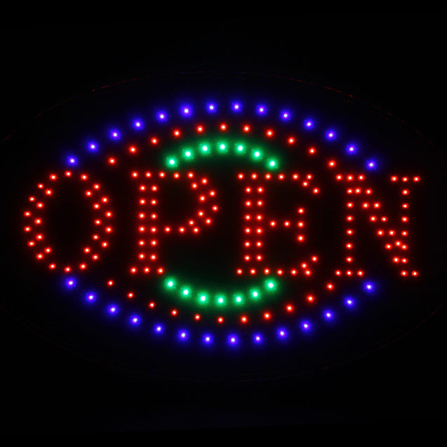 Large 23" x 14" Bright LED Neon OPEN Business SIGN with Motion Animation - Oval - Anyvolume.com
