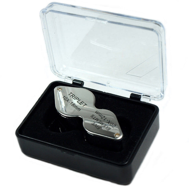 Two jeweler Loupes 10x-20x Triplet-30x21mm Magnifying Glass with storage cases - Anyvolume.com