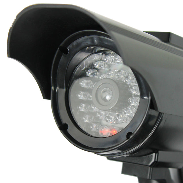 Pack of 2 Solar Powered Dummy Security Camera CCTV with LED Record Light - Black - Anyvolume.com