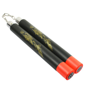 Foam Nunchucks Nunchaku Dragon Pattern for Martial Art Karate Training - Black - Anyvolume.com